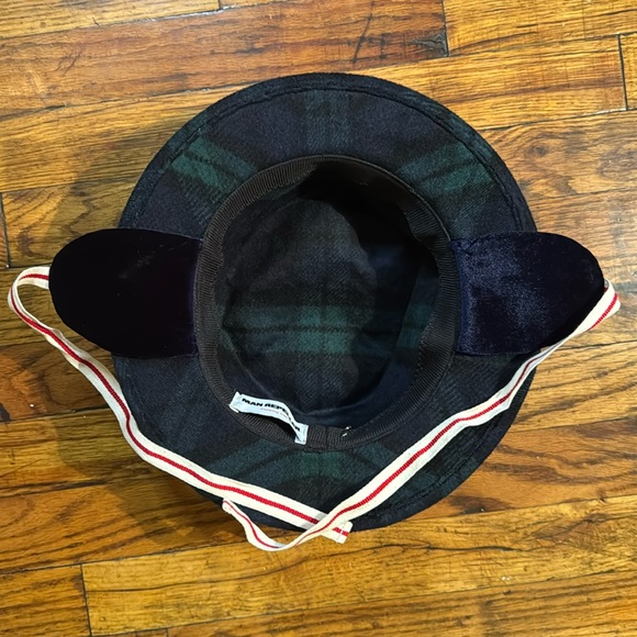 MAN REPELLER Thinking Cap Tartan Plaid Wool Hat Velvet Ear Covers Chin Tie - Picture 7 of 12